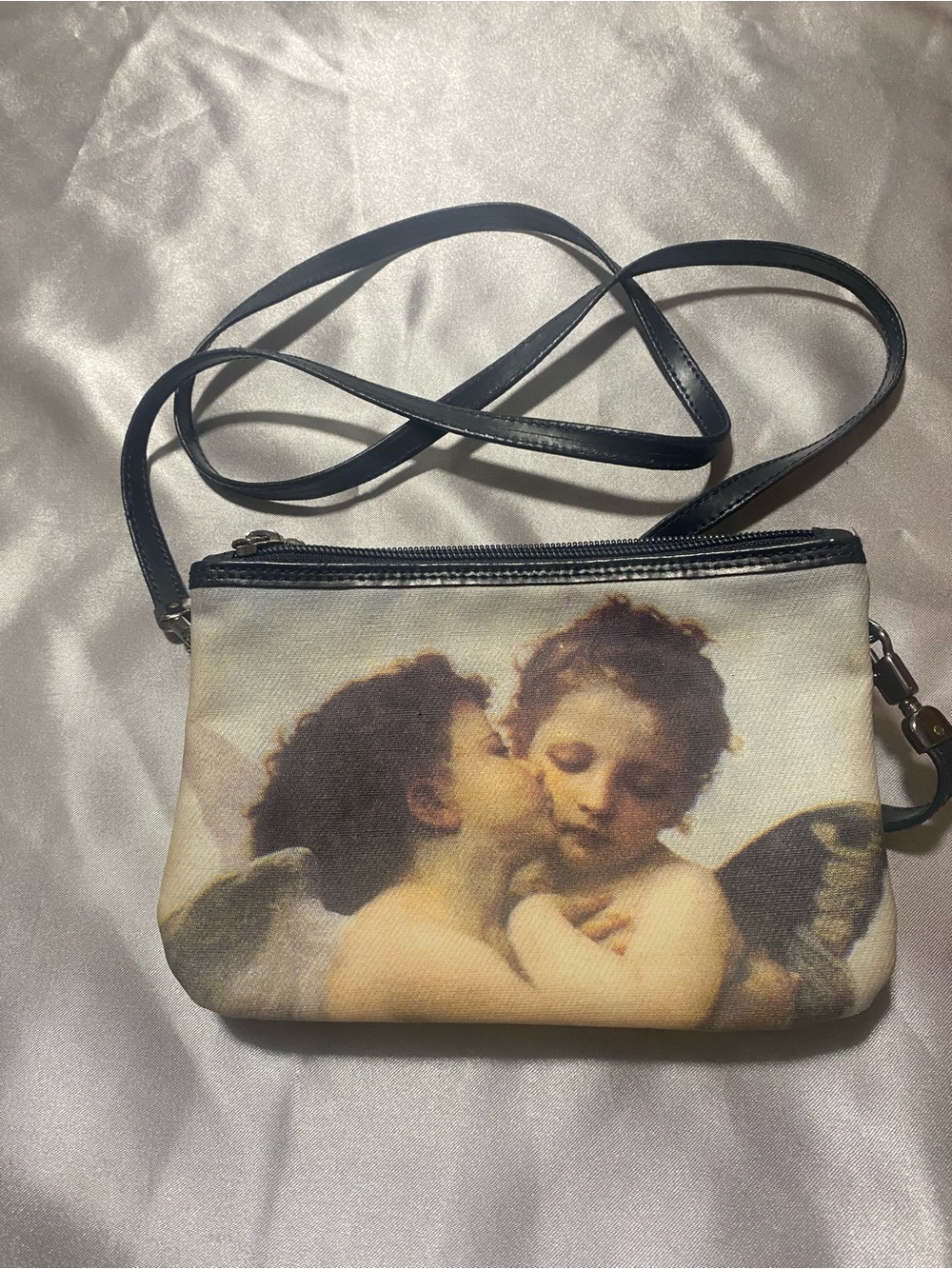 L’Amour et Psyche, enfants Print Crossbody Italian leather purse
